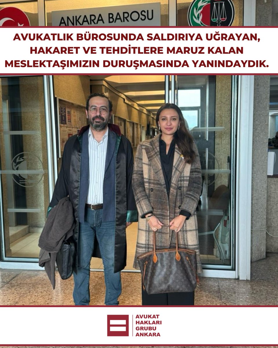 📢 BUGÜN ADALET İÇİN, MESLEK ONURU İÇİN, MESLEKTAŞIMIZ İÇİN ORADAYDIK!

📌 Avukatlık bürosunda hunharca saldırıya uğrayan, hakaret ve tehditlere maruz kalan değerli meslektaşımızın duruşmasında yalnız bırakmadık. 

✍️ Mesleğimize, bağımsız savunmaya, hukuka yapılan her saldırı
