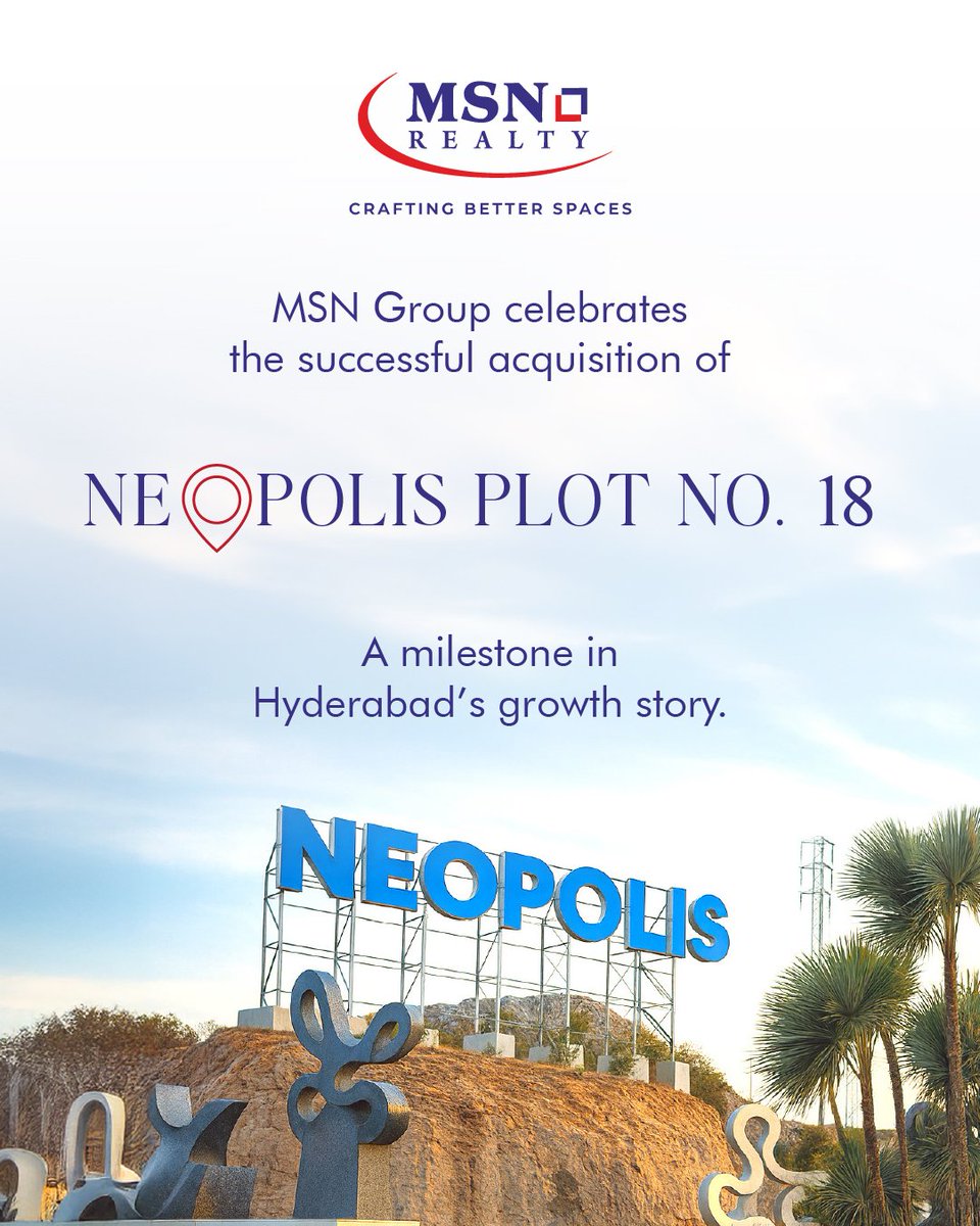 HydUrbanRealty's tweet photo. Congratulations #MSNRealty @NeopolisIN
Neopolis Plot 18
Invest in Neopolis Hyderabad https://t.co/m5pW3shACc