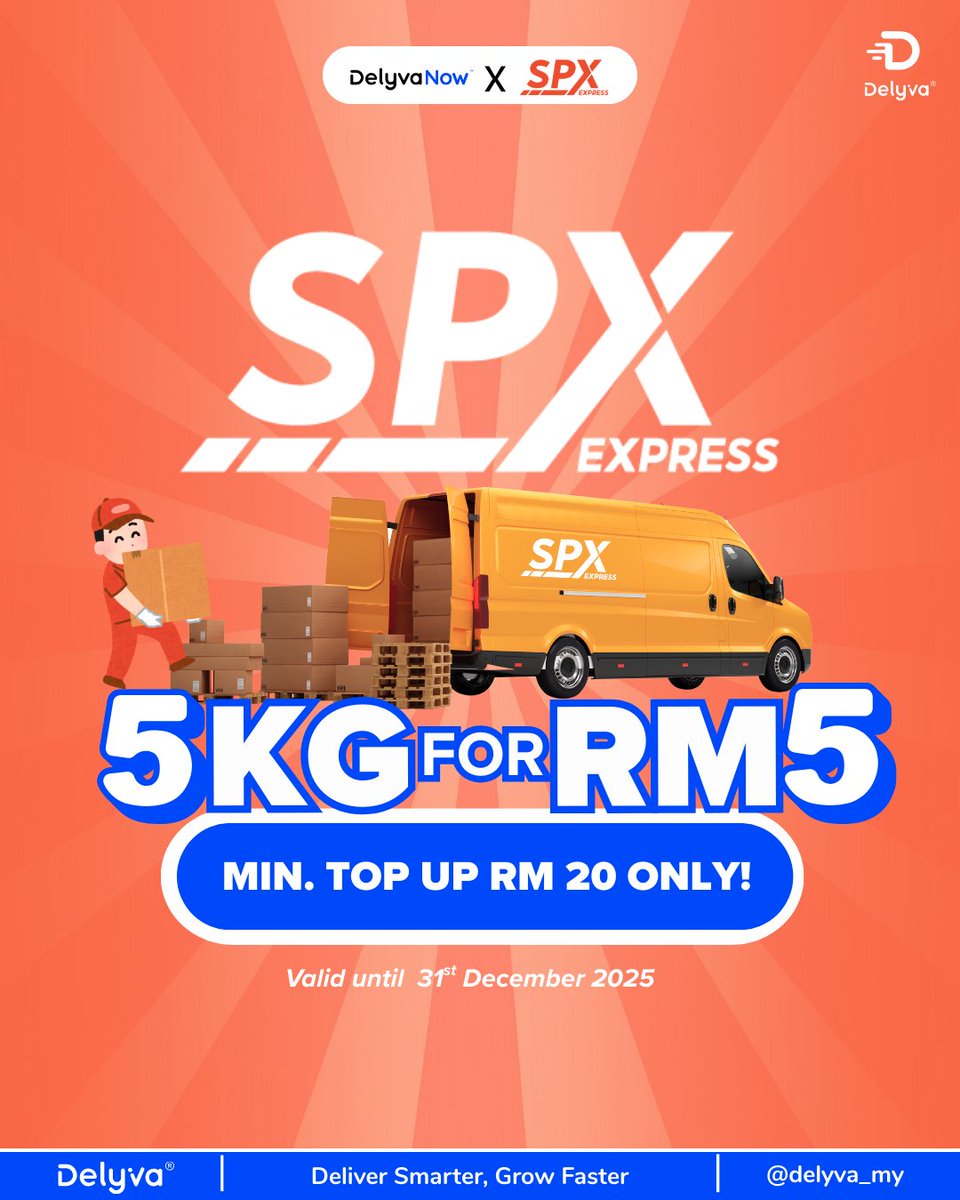 Delyva_MY's tweet image. 📢 SPX Express is Now on Delyva! 🚚

Ship parcels across West Malaysia fast &amp;amp; affordably:
✅ 1-3 day delivery
✅ Rates from RM5.00 for the first 5KG
✅ Coverage across West &amp;amp; East Malaysia

Find more at: 
delyva.com/my/blog/introd… 

#Delyva #SPXExpress #Shipping #SPX #ShopeeExpress