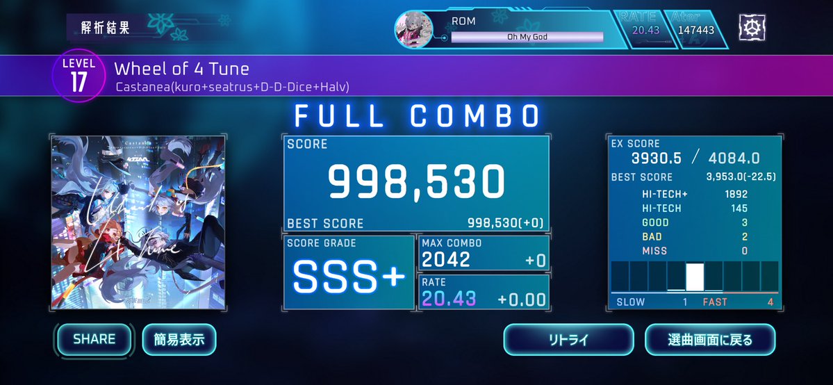 ry0o0oo's tweet image. Wheel of 4 Tune[Wiz] - 998530(+0)
#lim_game #Liminality
さすがに下手