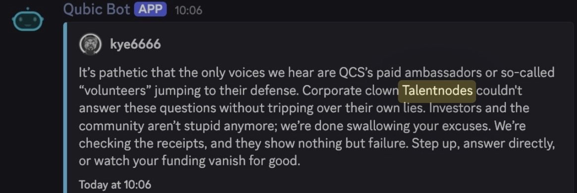 The day has finally come. <a href="/talentnodes/">Talentnodes</a> is leaving qubic. Who will replace him in his hot seat and receive a 20k monthly salary?

Sad that he wasn't able to hire 100Qsilvers, in fact he hired none.

My favorite moment is when he created an alt with a Dungeons and Dragons profile
