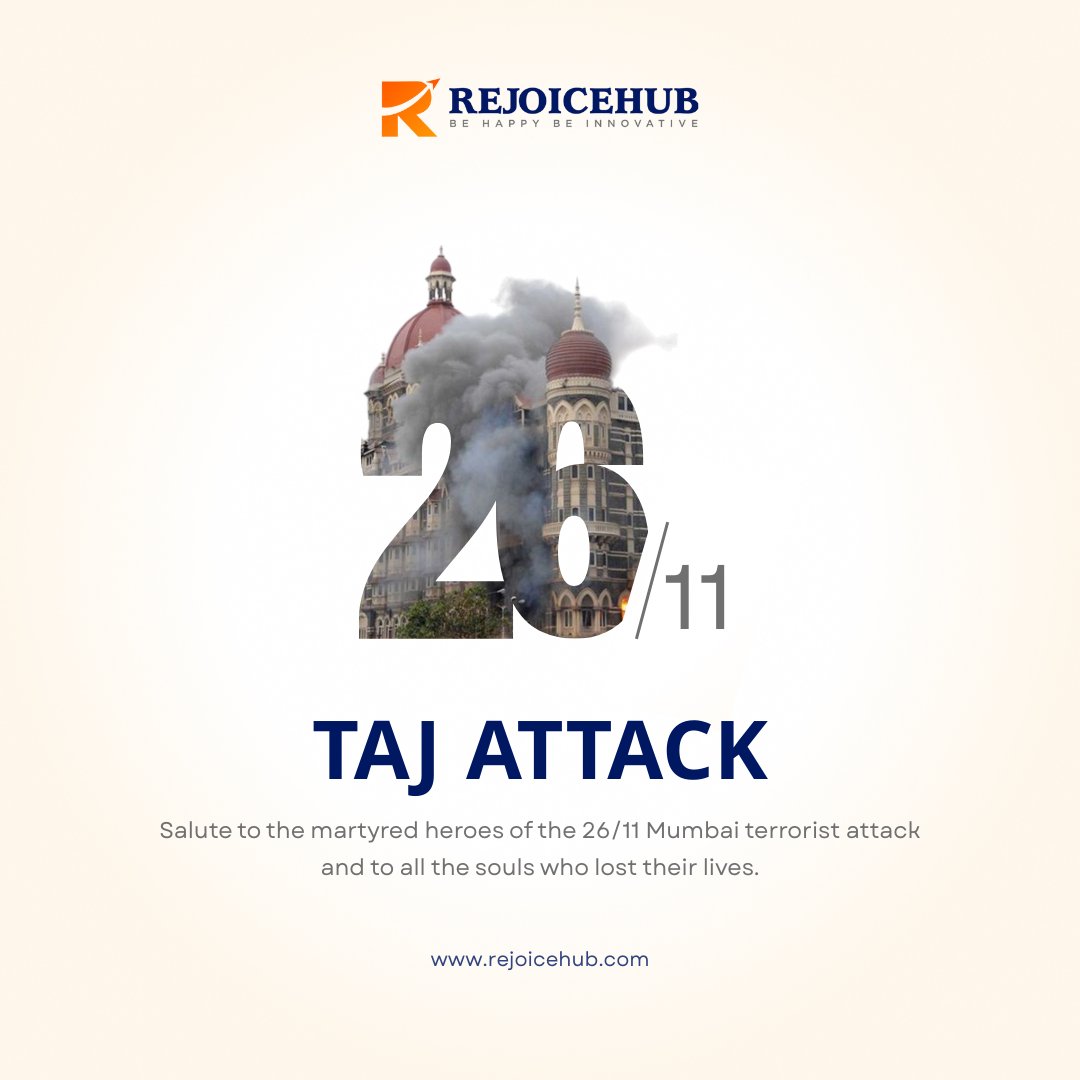 Rejoicehub's tweet image. On this day, we remember the courage shown during the 26/11 attack and honor all those who sacrificed their lives. Their legacy lives on.
.
.
.
#rejoicehubllp #MumbaiAttacks #TajAttack #SaluteToHeroes #Tribute