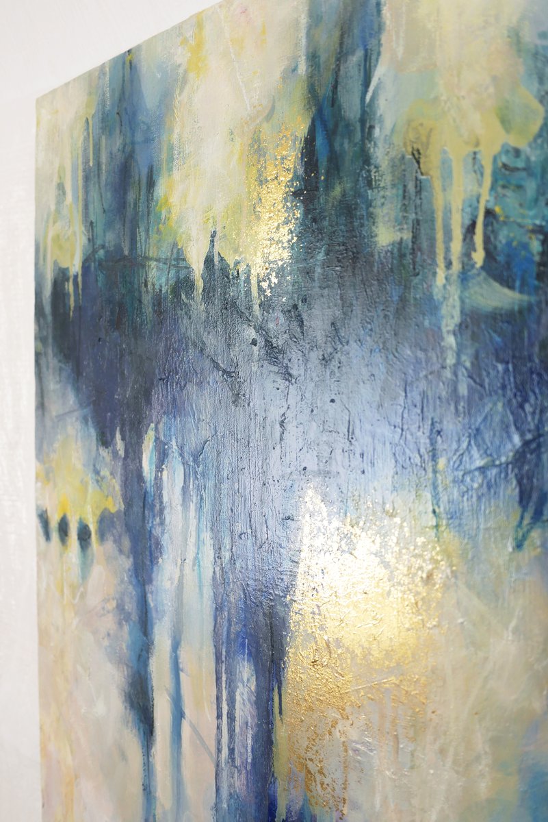 次に渡す 2021年 F15号キャンバス 油彩・オイルパステル・箔 成約済み