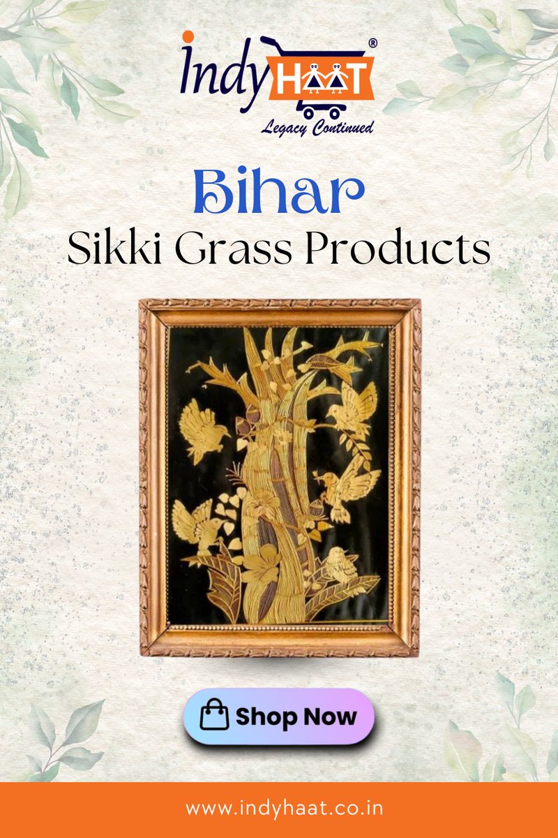 indyhaat's tweet image. Sikki Grass Products of Bihar showcase skilled craftsmanship and reflect Indian heritage from Bihar. It features a variety of handcrafted items made from a grass.

Know More:indyhaat.co.in/product-catego…

#IndyHaat #GITag #Bihar #SikkiGrassProducts #GIProducts #AuthenticIndia