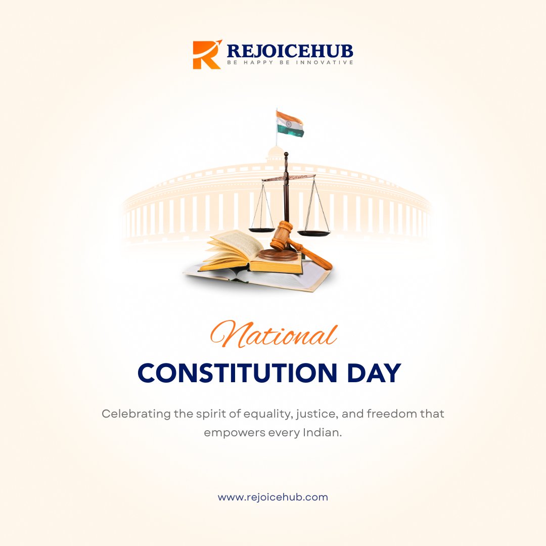Rejoicehub's tweet image. National constitution day
The spirit that unites us equality, justice, and freedom for all.Let’s celebrate the power of being Indian this Constitution Day!
.
.
#rejoicehubllp #ConstitutionDay2025 #NationalPride #EmpoweringIndia #WeThePeople #SpiritOfIndia #EqualityJusticeFreedom