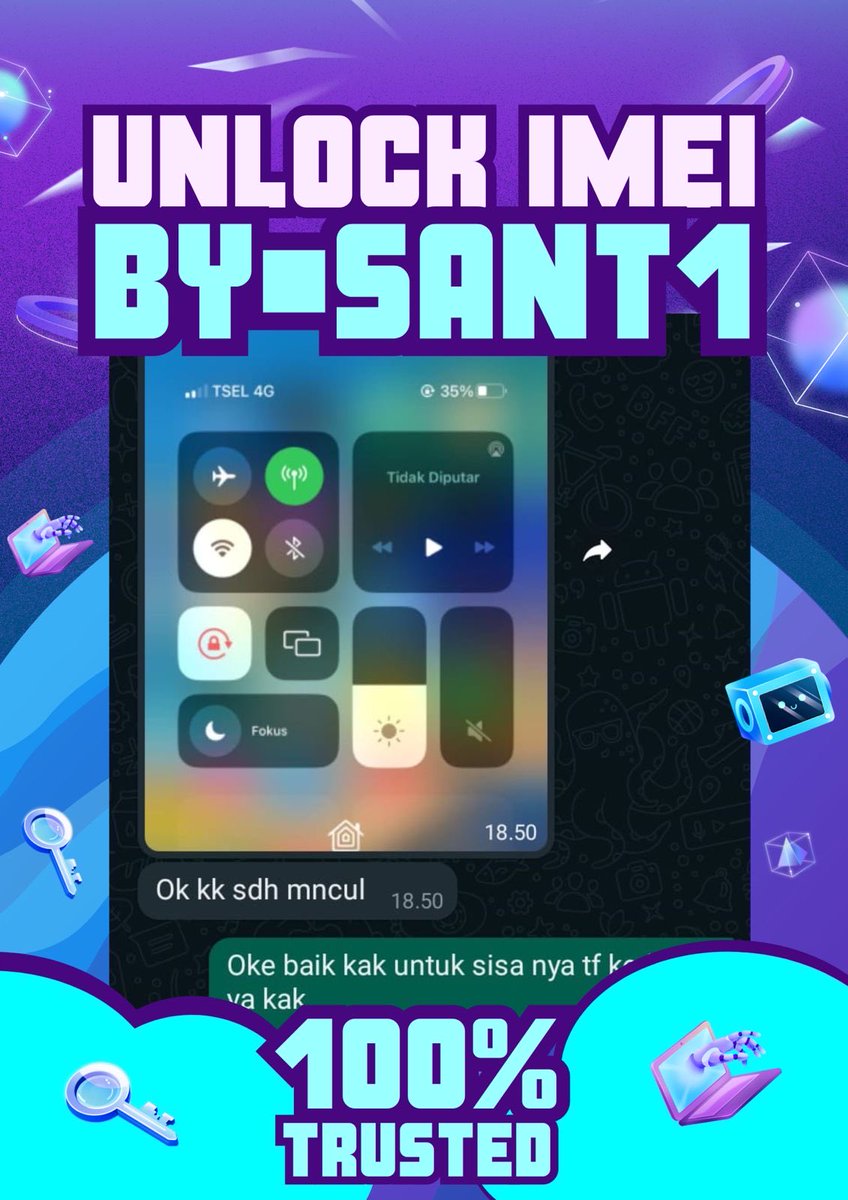 sa4nti_gadget's tweet image. Halo sobat X mimin buka jasa unlock/unblock imei ya kakak,jika ada kendala dengan jaringan nya kakak bisa inbox mimin ya kakak,setiap paket kita bergaransi ya kakak 📱🌸

Konsultasi WA📲👇🏻
wa.me//6285658168133