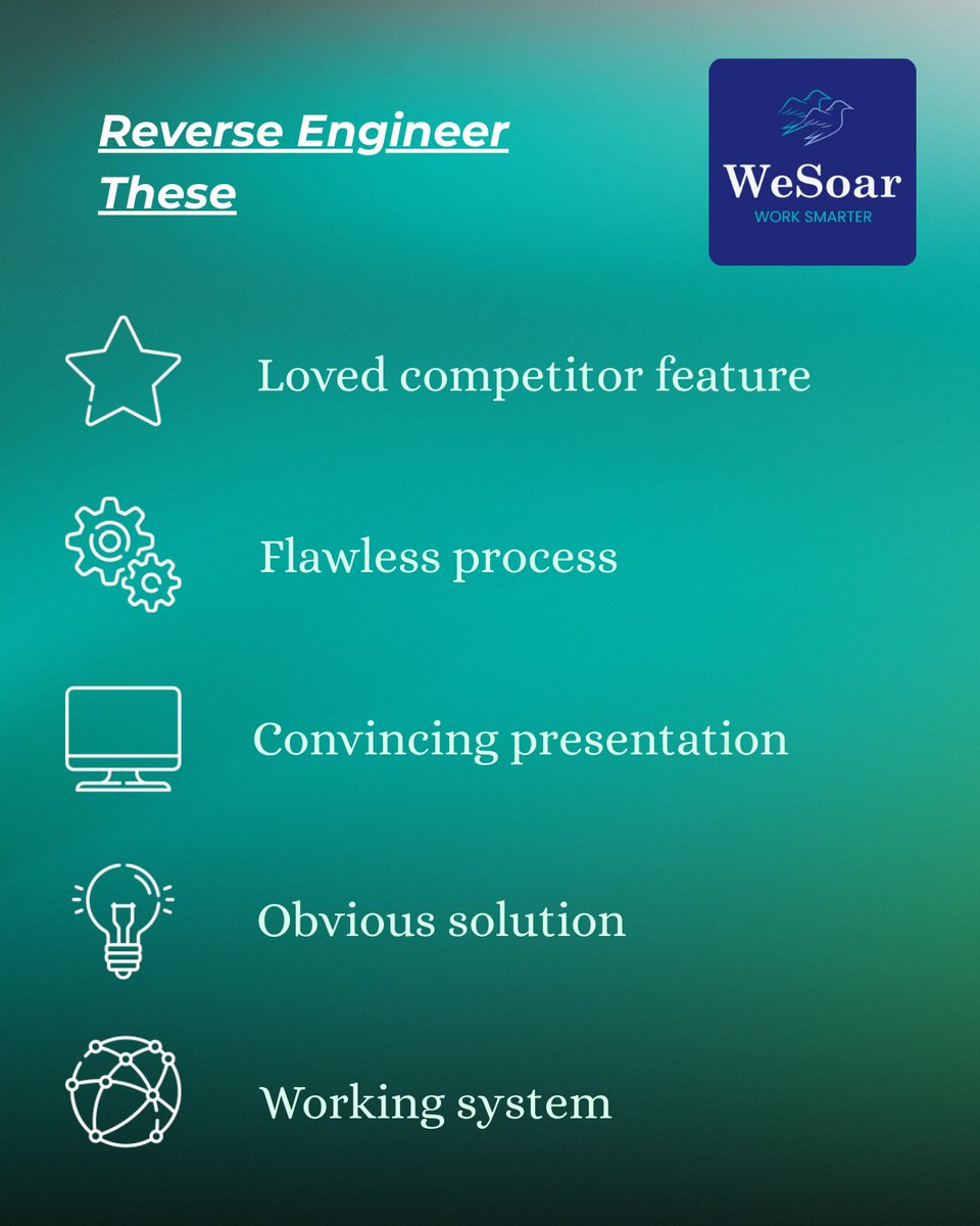 WesoarAi's tweet image. Reverse engineer what impresses you. 

Not to copy. To understand. Not to steal. To learn. 

Decompose excellence. Identify decisions. Understand trade-offs. 

Excellence leaves fingerprints for those who look closely. #TechTuesday #ReverseEngineering #LearnFromTheBest