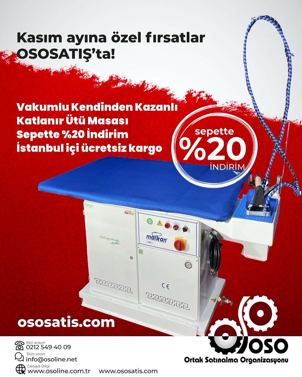 OSOLINE_'s tweet image. Kasım ayına özel fırsatlar OSOSATIŞ’ta!
Vakumlu Kendinden Kazanlı Katlanır Ütü Masası
✅ Sepette %20 İndirim
🚚 İstanbul içi ücretsiz kargo

#ÜtüMasası #VakumluÜtüMasası #KendindenKazanlı #EndüstriyelMakine #Sanayi #OSO #OsoSatış #KasımFırsatları