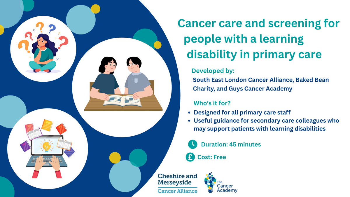 Learn more about this exciting new eLearning here: Cancer care and screening for people with a learning tinyurl.com/CMCACancerAcad…