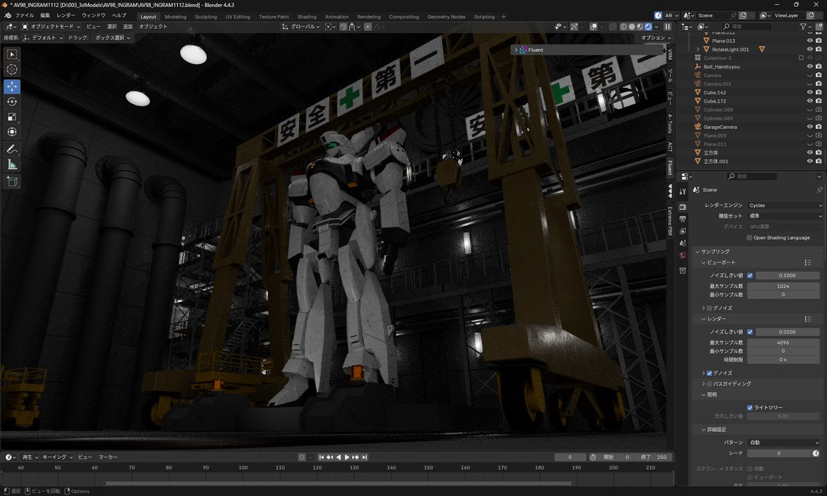 owleye42's tweet image. blenderのモデリング鍛錬　Day13  ガレージ制作、イングラム本体のウェザリング、プロップ作成、カメラ角度調整、ライティング検討
細々した修正以外はおおよそ完成（見落としが無ければ）
  #b3d #3DCG #Blender