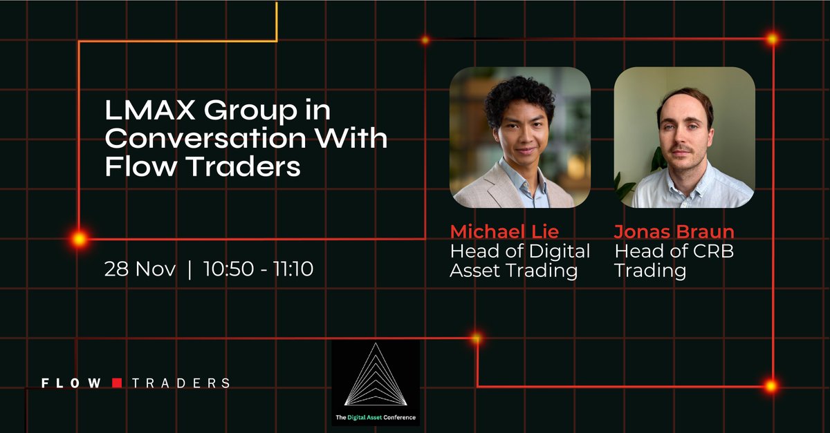 FlowTraders's tweet image. 🚀 We&apos;re headed to the Digital Asset Conference in London! Later this week, @michaellie_ , our Global Head of Digital Assets, and Jonas Braun, our Head of CRB Trading, will engage in a fireside chat with @LMAX.

The conversation will focus on the evolving digital asset landscape…