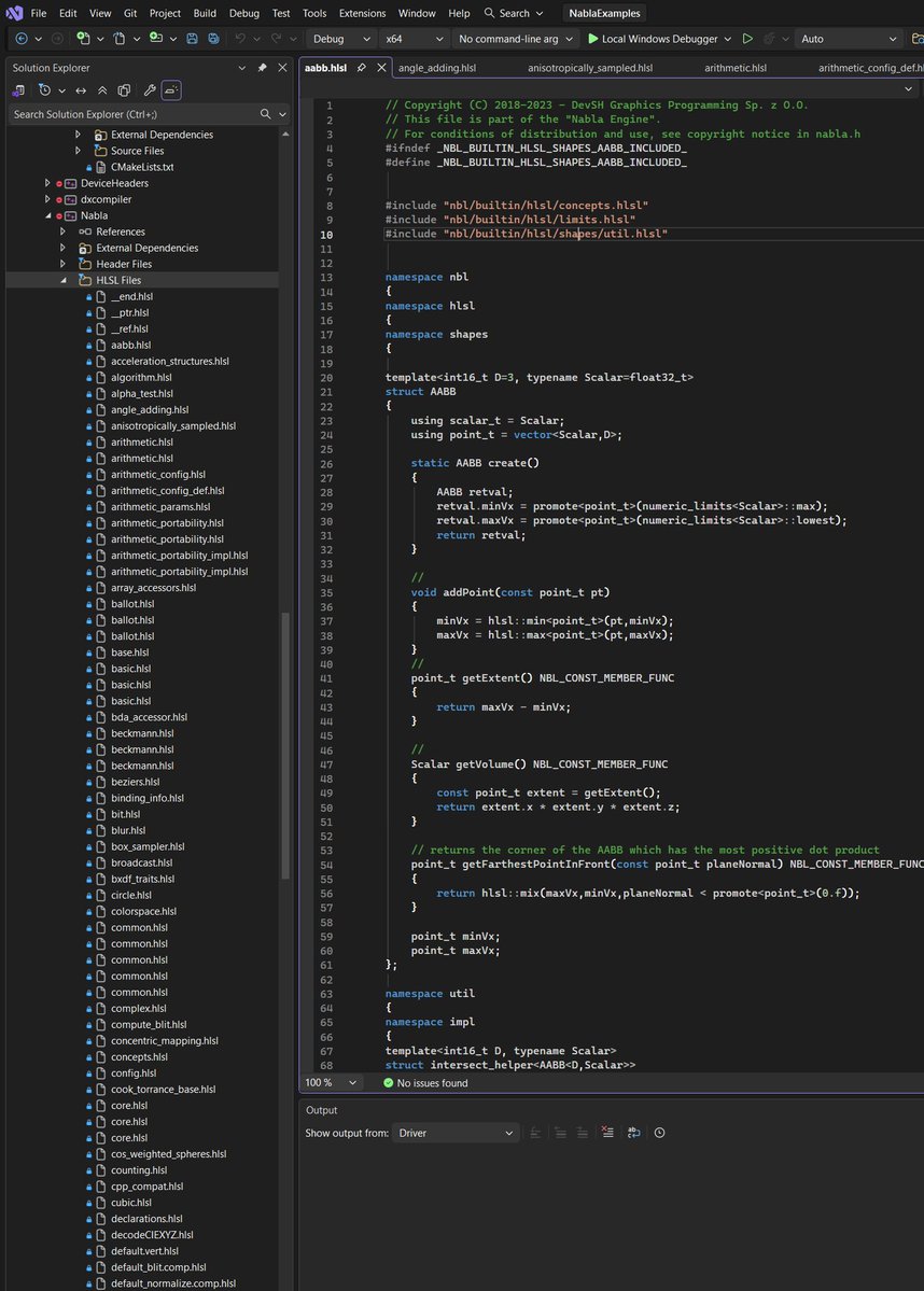 devsh_gfx_prog's tweet image. #Nabla&apos;s Standard Template HLSL Library is now browsable from the Nabla project where you can see the stupid amount of HLSL it provides!