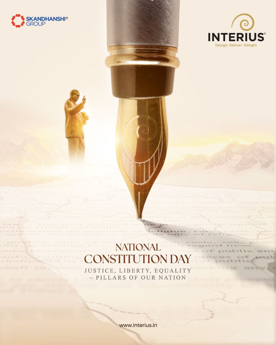 _interius's tweet image. Happy National Constitution Day from INTERIUS!

On National Constitution Day, we honor the foundational promise that &quot;All are equal before the law.&quot; Let&apos;s uphold the values of Justice, Liberty, and Equality in every action.
#INTERIUS #NationalConstitutionDay #ConstitutionDay2025