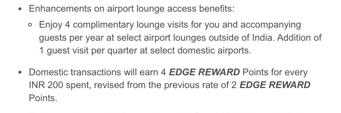 gurumilespoints's tweet image. Looks like we have slight revaluation of Burgundy debit card!

Now you get 3 Personal Visit + 1 guest per quarter for domestic lounge

4 Visits for International Lounge annually (Either 4 personal, 3 personal + 1 guest or 2 personal + 2 guest)

Edge Reward up from 1% to 2%

Link:…