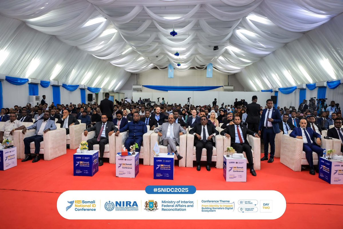 Somali civil society, led by <a href="/SONSA_NSA/">𝐒𝐨𝐦𝐚𝐥𝐢𝐚 𝐍𝐨𝐧-𝐒𝐭𝐚𝐭𝐞 𝐀𝐜𝐭𝐨𝐫𝐬</a> Chairperson <a href="/Osman_Moallim/">Osman Moallim</a> , participated in the 2nd Somali National ID Conference held on 24–25 November 2025 under the theme “From Identity to Impact: Building Somalia’s Digital Ecosystem”, hosted by <a href="/NIRASomalia/">NIRA Somalia</a>.

The official opening of