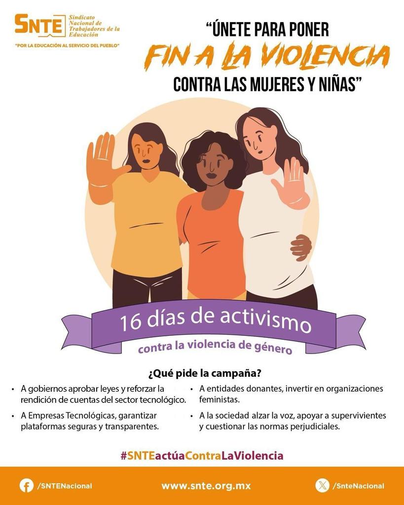 SilviaLunaAgs's tweet photo. 👧🏻🙋🏻‍♀️#25deNov. Conmemoremos con acciones el Día Internacional de la Eliminación de la Violencia contra la Mujer. ¡Juntos por la equidad de género! #SNTEactúaContraLaViolencia https://t.co/nZIKauI4OY