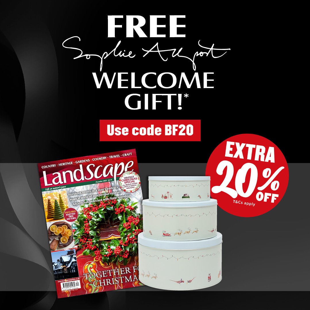 Black Friday just got mag-nificent!
Celebrate the season with 20% OFF an annual subscription to LandScape magazine when you use code BF20!
PLUS, receive a FREE set of Sophie Allport nesting cake tins worth £42 – perfect for your festive bakes!
Shop here: bit.ly/4nMrffj