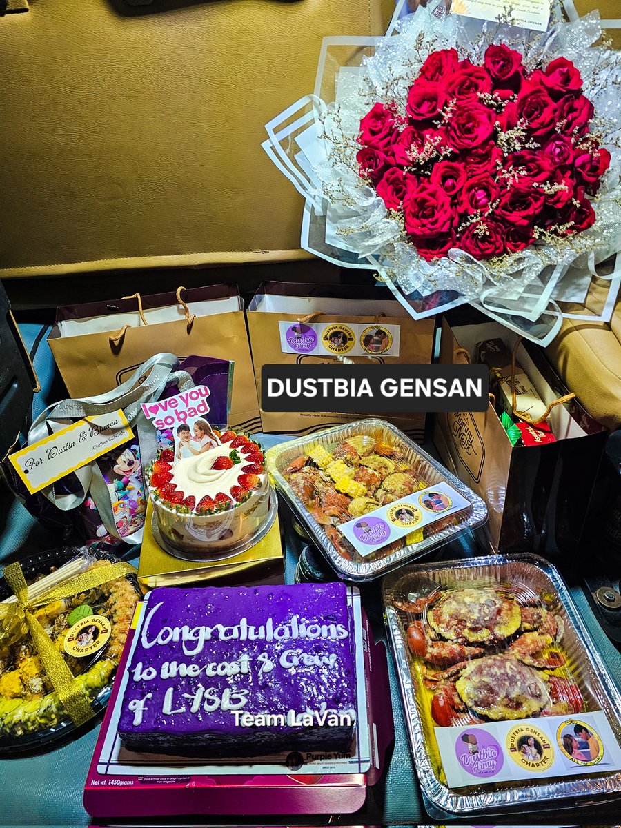 DustbiaGensan's tweet photo. Gifts and Food support for @dustinyuu @biancadeveraa and @queenbeemae. Congrats to LYSB team. 

In collaboration with @DustbiaArmy and #AllforDustbia https://t.co/rljjjDtwhM