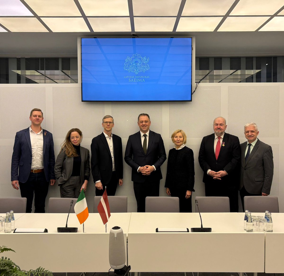 At the Saeima, the Latvian Parliament, I engaged with members of its Committee for European Affairs and the Latvia-Ireland Parliamentary Friendship Group.

Very grateful to the members for their interest and engagement across a number of topics.

🇮🇪🇱🇻🇪🇺
<a href="/IEAmbLatvia/">Marcella Smyth, Ambassador of Ireland to Latvia</a> <a href="/IrelandinLV/">Irish Embassy Riga</a>