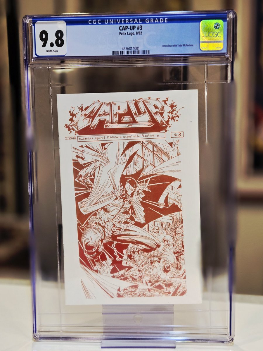 TheSpawnHunter's tweet image. Cap-Up Issue 3 from 1992! A rare gem and in 9.8! Part of The One and Only #SpawnHunter Collection! #Spawn #SpawnHunterCollection #CGC