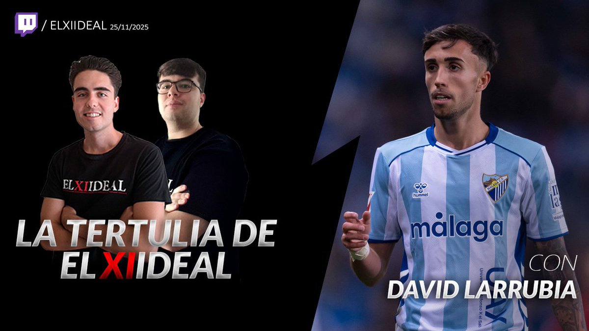 📢 ATENCIÓN, seguidores del <a href="/MalagaCF/">Málaga CF</a> y de <a href="/LaLiga2/">LALIGA HYPERMOTION</a>:

🔜 Recordad que esta tarde tenéis una cita con nosotros...

🔝 ¡Nos visita <a href="/Davidlarrubia_/">David Larrubia</a>!

🎙 <a href="/guillebermejo19/">Guillermo Bermejo</a> &amp; <a href="/Eloy02_/">Eloy Rodríguez</a>.

⏰ 1️⃣8️⃣:0️⃣0️⃣.

👉 twitch.tv/elxiideal

#MálagaCF #LaLigaHypermotion