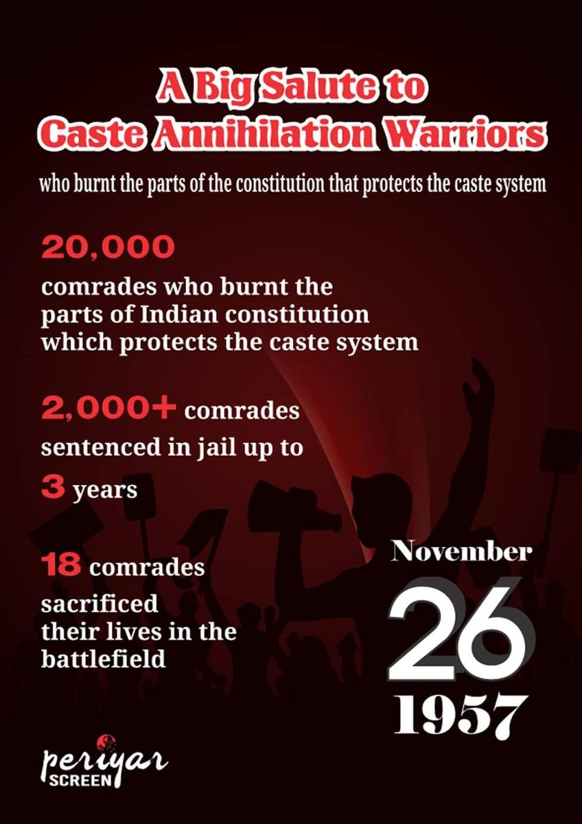 PeriyarScreen's tweet image. Remembering the Caste Annihilation Warriors!

More than 18 comrades from Dravidar Kazhagam and others sacrificed their lives to abolish the cruel Hindu Brahminical caste system.

#CasteAnnihilationWarriors

#PeriyarScreen