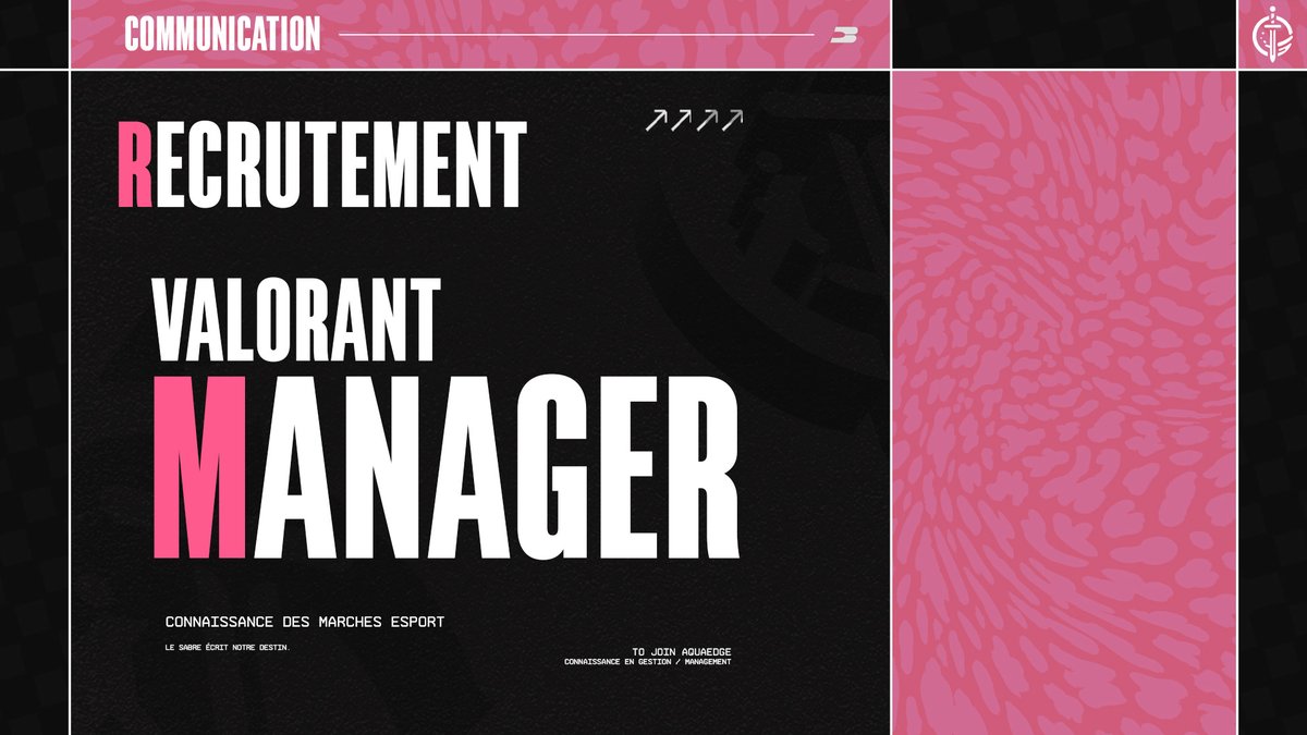 AquaEdge_ESC's tweet image. Le sabre ne peut frapper sans guide. 🗡️

AquaEdge recherche un Manager Valorant EMEA pour tracer la voie de nos samouraïs. ⚔️

📩 Candidatures en DM.

#BushidoRise 🏯

@Cherche1Equipe 👀