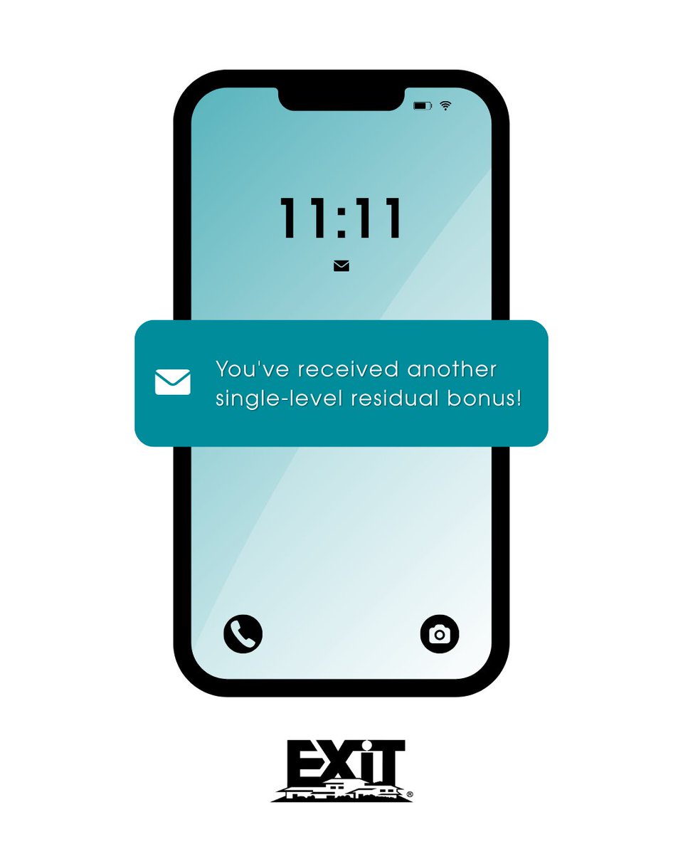 exitrealtycorp's tweet image. Our favorite type of notification! And you can only receive these if you&apos;re an EXIT Realty associate.

Curious to learn how much more you could be making? Text RESIDUALS to 85377 for our EXIT Formula calculator! Standard data and message rates may apply. #exitrealty