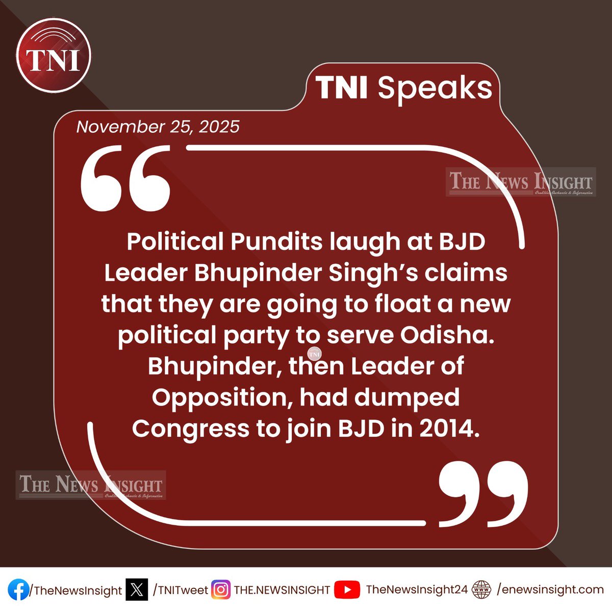 TNITweet's tweet image. 🔴 #TNISpeaks - Bhupinder Singh’s Big Claims &amp;amp; His Credibility. #TNI #Insight #PiN