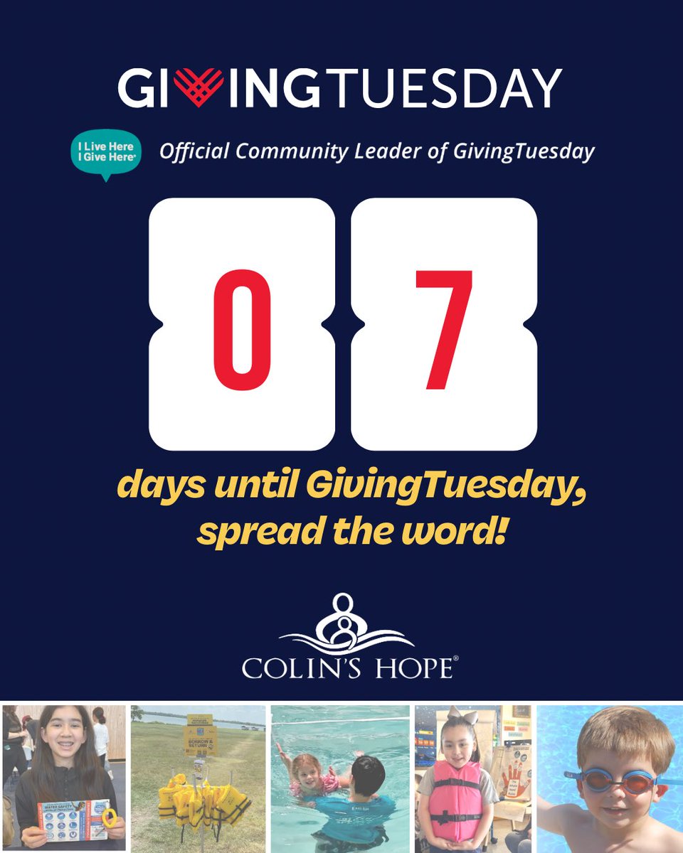 colinshope's tweet image. The countdown is on - just one week until #GivingTuesday! 🗓️On December 2nd, give where you live &amp;amp; support our mission to prevent childhood drownings by donating at amplifyatx.org/organizations/…

#colinshope #WaterSafetySavesLives #DrowningPrevention #donate #givewhereyoulive