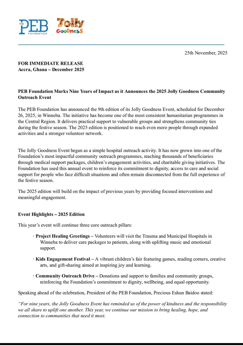 The PEB foundation tweet media