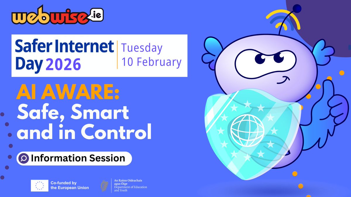 Webwise_Ireland's tweet image. Thank you to everyone who joined our #SID2026 Info Session today! 🌐

This year’s theme: “AI Aware: Safe, Smart &amp;amp; in Control”  will explore how AI is shaping young people’s online experiences.

👉Get involved: webwise.ie/saferinternetd…

#AIAware #OnlineSafety #edchatie