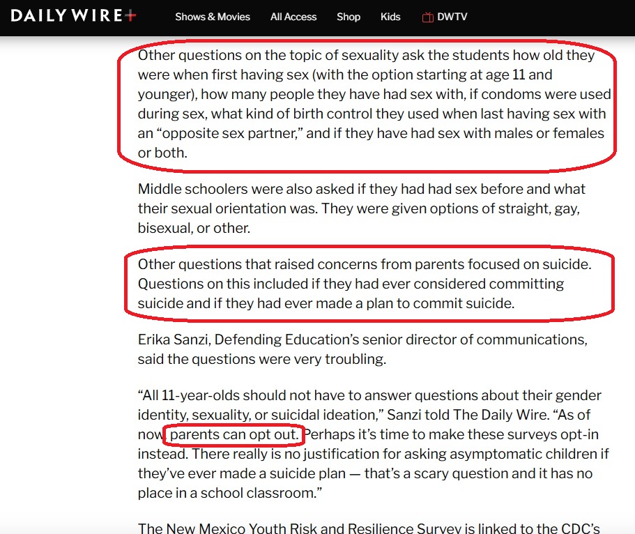 🎯👧👩‍🏫😲NATIONAL COVERAGE OF INVASIVE SURVEY BEING USED IN NM SCHOOLS: I'm so glad to see that we are getting national attention for this survey, which is being used in school districts across NM right now! 

Full article is here 👇👇👇: dailywire.com/news/new-mexic…

📌📌📌Go here to