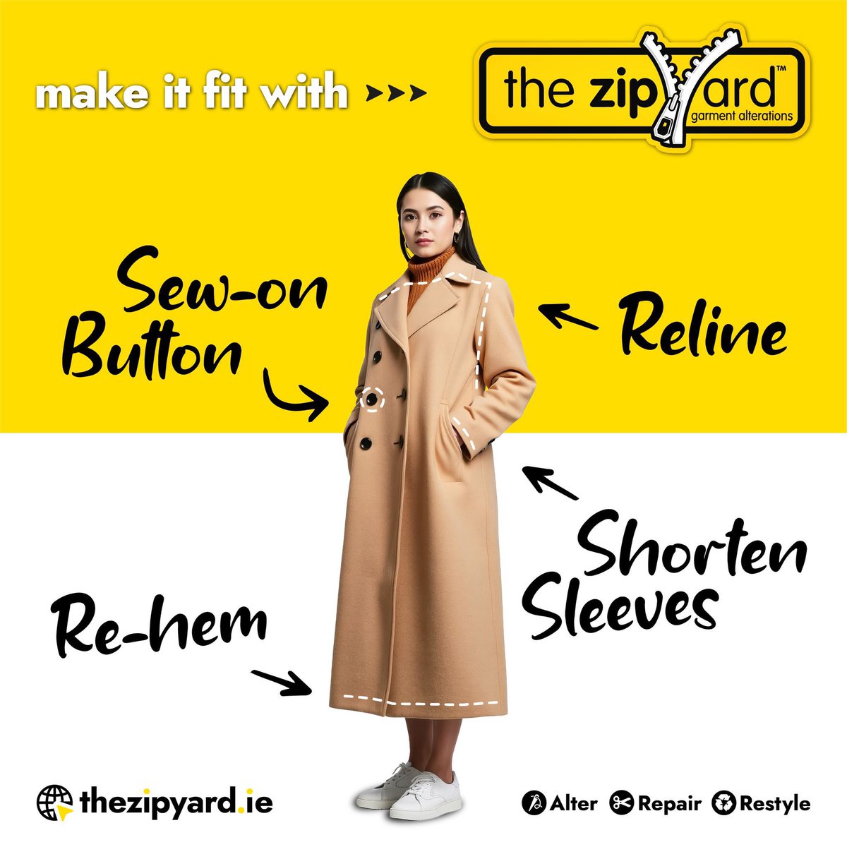 ✂ Altering. Repairing. Restyling. At The Zip Yard, it’s more than just thread and fabric — it’s about making your clothes work for you and work for the planet. 🌍

✨ When your clothes fit better, you feel better.

#TheZipYard #AlterRepairRestyle #ProfessionalAlterations