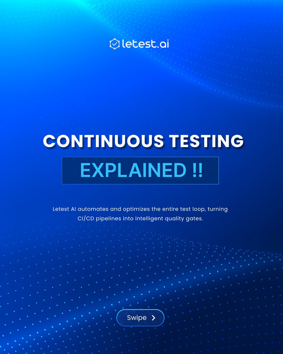letest_ai's tweet image. ✨ Continuous Testing EXPLAINED

We believe in smarter testing, not just more testing. Letest AI optimizes the test loop by intelligently selecting only the essential tests required for your recent code changes.

#AITesting #QualityGate #TestAutomation #SoftwareDevelopment