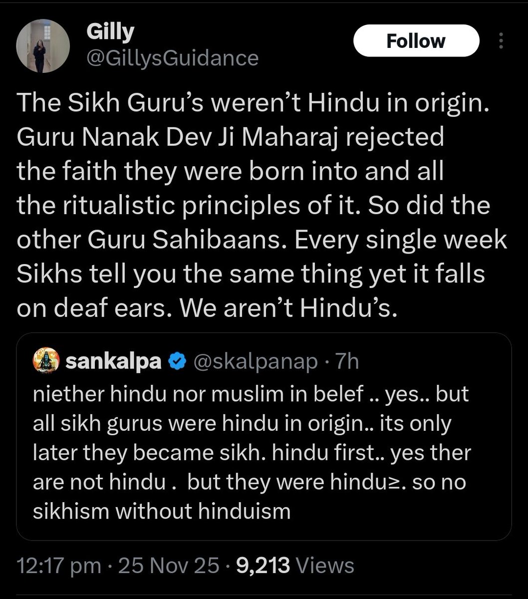 DharmaOfVedas's tweet image. Sikh Gurus were Hindus. At birth &amp;amp; death. All 10 Sikh Gurus wore Janeu &amp;amp; Tilak. All of them conducted Vedic Yajnas.

A challenge to all &quot;Sikhs are not Hindus&quot; champions:

If Sikh Gurus rejected Janeu &amp;amp; Dharma, why did their weddings happen around Yajna&apos;s fire with Vedic rituals?