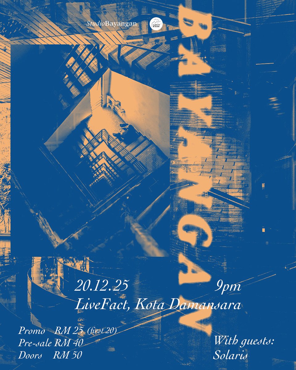 ✨Performing with the full band this coming 20/12 at LiveFact, Kota D’sara. Alongside noise-folk artists, Solaris. 

Date - 20th Dec
Venue - <a href="/livefactkl/">Live Fact</a> 
Kick off - 9pm
Tickets - Promo RM25 (ltd), Presale RM40, Doors RM50 

✨🎫 On sale now via forms.gle/ogwpcfbf5qto9F…