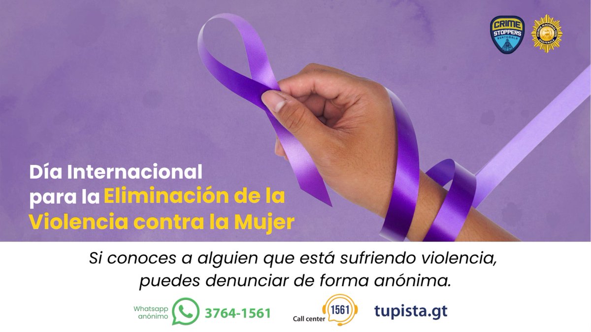 Tu denuncia es 100% anónima 💜
#NoALaViolenciaContraLaMujer #CrimeStoppersGT