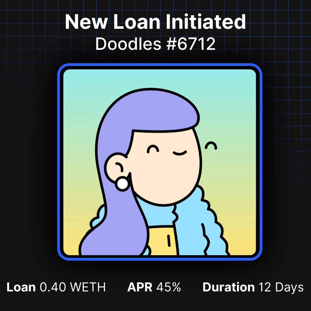 Loan Initiated on Doodles #6712      

If you are looking for a loan on your NFTs, we have some of the best offers on the market.            

Unlock More Crypto on NettyWorth!