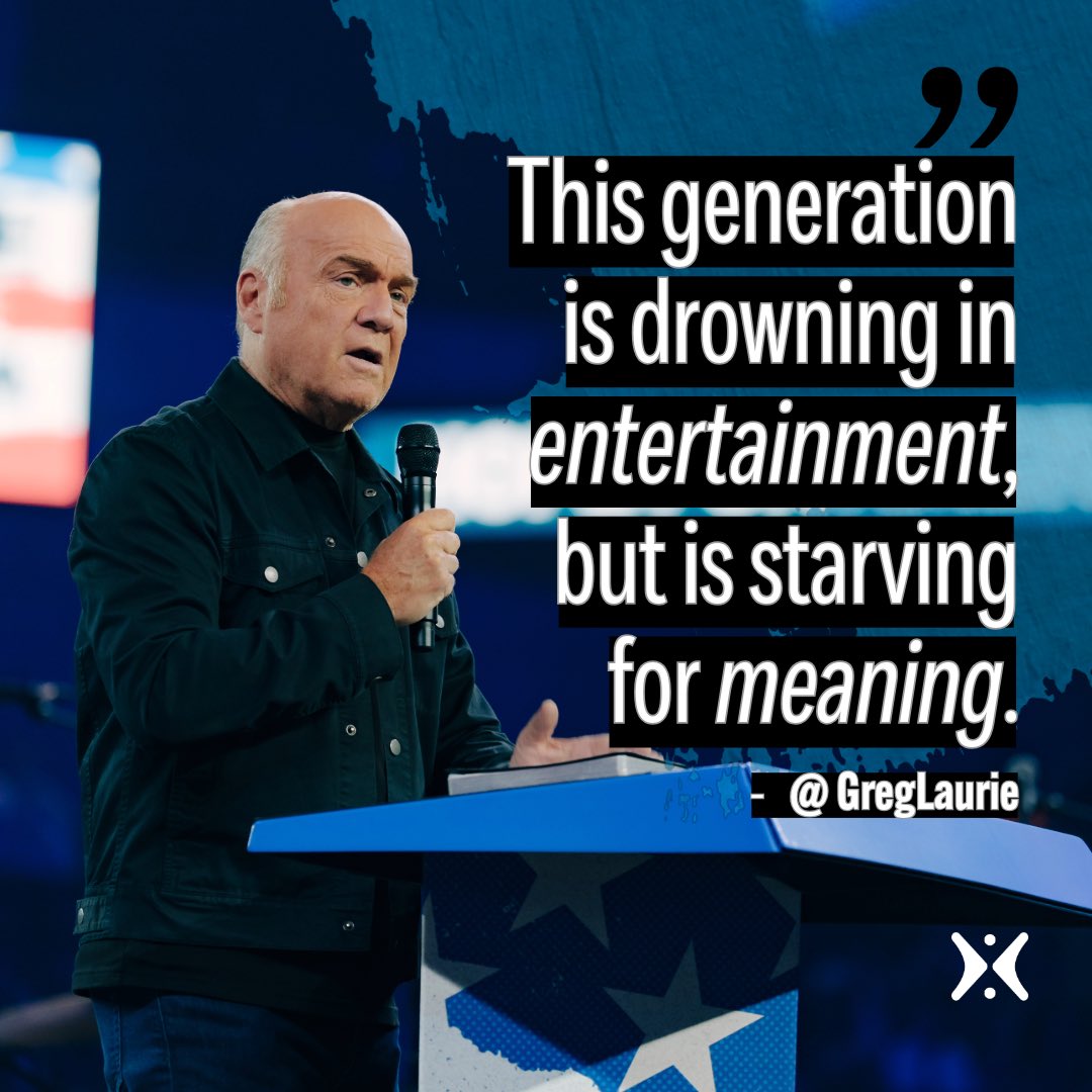 greglaurie's tweet photo. This generation is drowning in entertainment but starving for meaning.

We’re surrounded by technology that amazes—supercomputers in our pockets, smart homes, even humanoid robots—yet people are more bored, anxious, and restless than ever.
We’ve lost our sense of wonder.

We can build rockets and iPhones, but none of them can fill the deepest need of the human soul.
Only God can do that.

That’s where Jesus comes in.
The Bible says, “His name is Wonderful,” meaning awe-inspiring.
So unplug. Step outside. Open His Word and pray.
That’s what will truly recharge you.