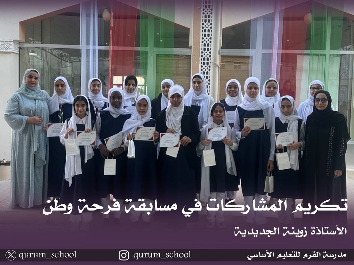 كرمت الاستاذة زوينة الجديدية الطالبات المشاركات في مسابقة فرحة وطن..
#مدرسة_القرم #مدارسنا_مستقبل_واعد #فعاليات_تعليمية_مسقط