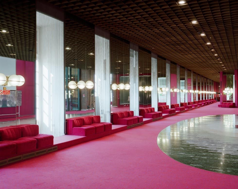 One of the great masterpieces of late 20th century Italian design

The grand foyer of Teatro Regio in Turin, Italy by architect Carlo Mollino (1973)