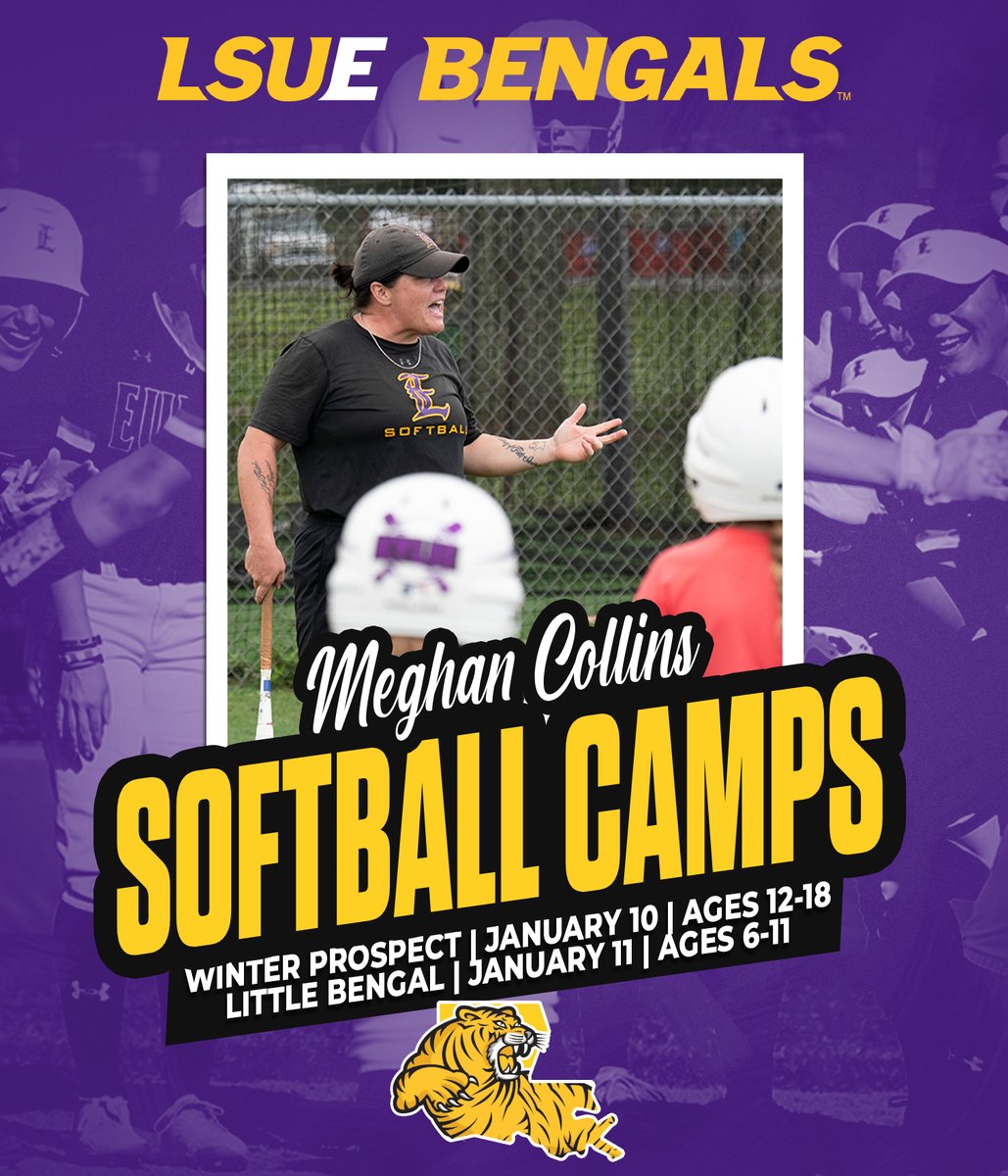 Kick off the new year with us! Join us in January for our next round of Prospect and Little Bengal Camps. Softball players of all ages can learn in a competitive environment with the season right around the corner!

Sign up today at meghancollinssoftballcamps.com.

#DSRO
#GeauxBengals