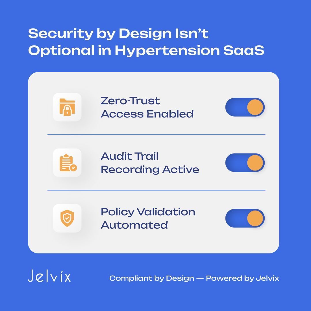 Jelvix's tweet image. Security by design isn’t optional in hypertension SaaS — it’s what builds patient trust.

Zero-Trust, audit trails, and policy validation aren’t add-ons; they’re the core of compliance.

Build it right from day one.
👉 jelvix.com/contact-us

#DigitalHealth #HIPAA #Jelvix