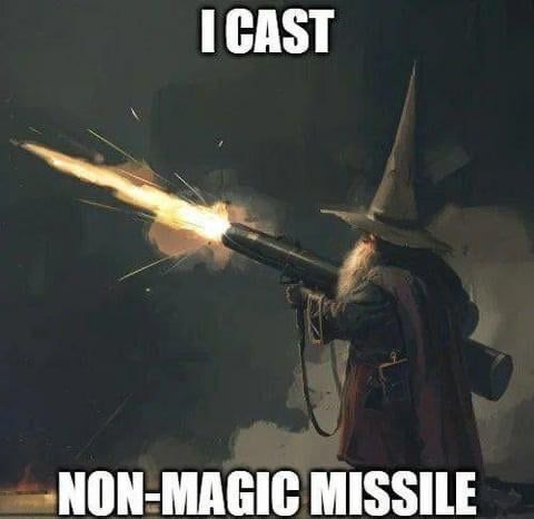 gramaticus7466's tweet image. Wenn der Zauberer merkt, dass Feuerball zu teuer ist: I cast NON-MAGIC MISSILE! 🔥🧙‍♂️💥
#DND #Meme #NerdHumor #Tabletop