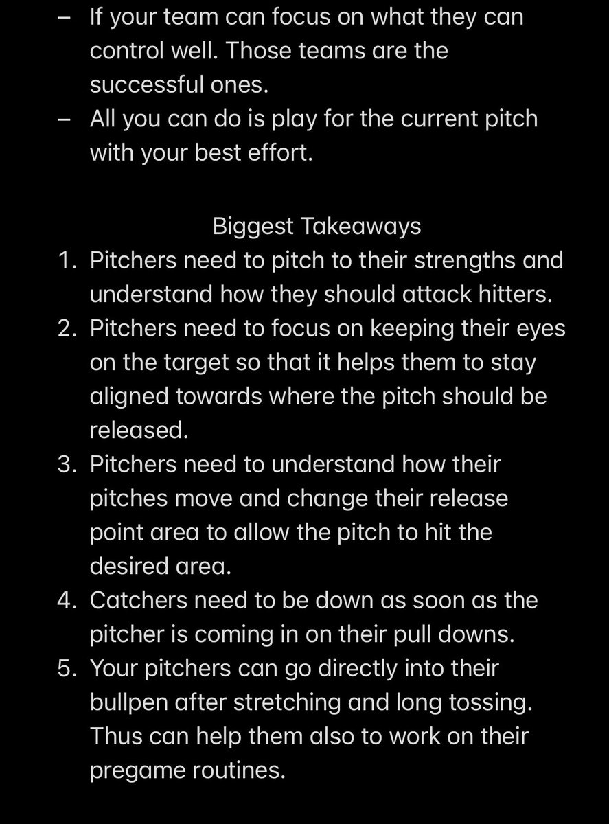 I enjoyed listening to the <a href="/ABCA1945/">ABCA</a> Podcast with guest <a href="/schwelly25/">Jordan Schwellenbach</a> (<a href="/LSUS_Baseball/">𝙇𝙎𝙐 𝙎𝙝𝙧𝙚𝙫𝙚𝙥𝙤𝙧𝙩 𝘽𝙖𝙨𝙚𝙗𝙖𝙡𝙡</a>). This was a great discussion on pitcher development, peak performance, and communication. Here are my notes! <a href="/CoachB_ABCA/">Ryan Brownlee</a> <a href="/NettingPros/">Netting Professionals 🏟️</a> ⚾️📝🎧