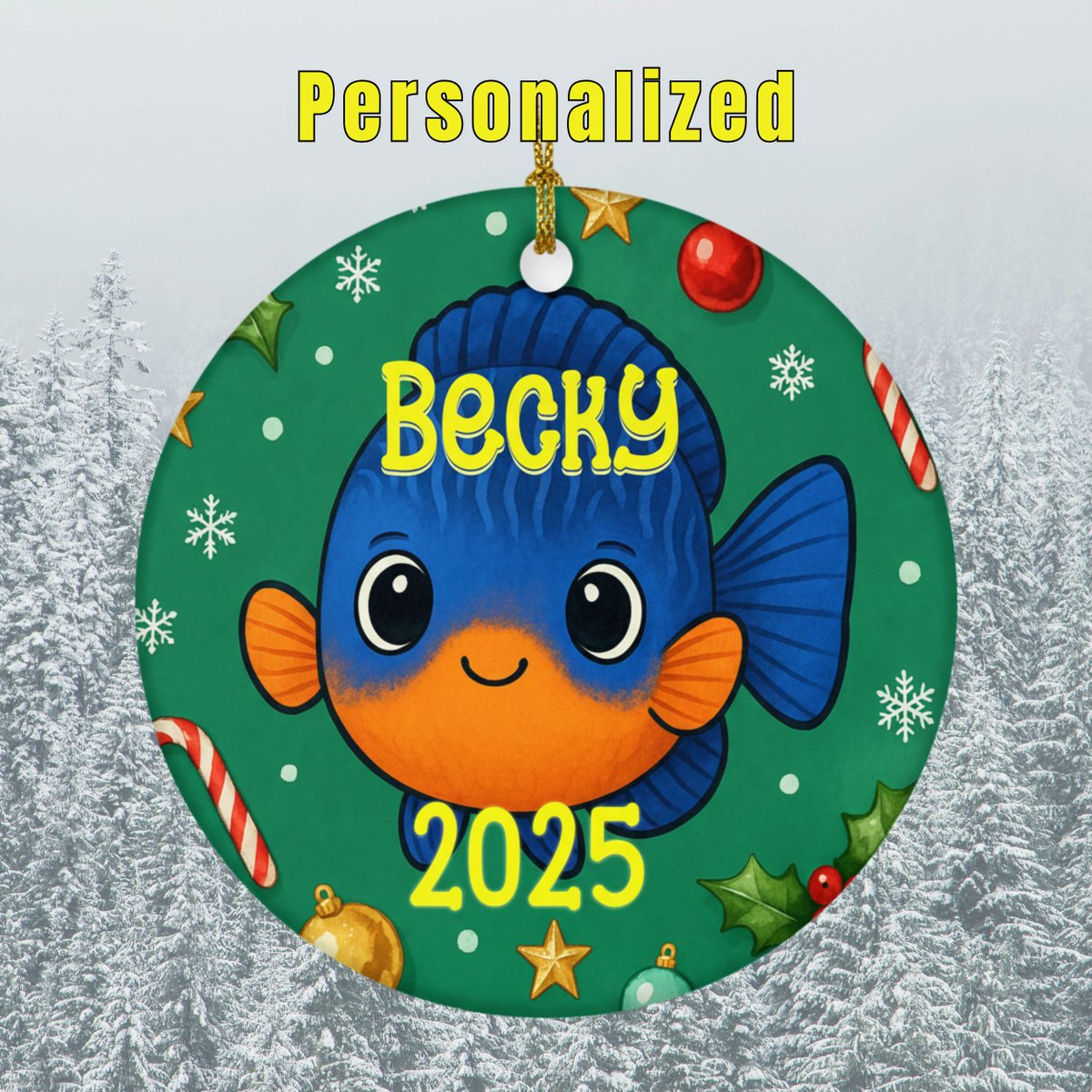 AppletonWa29436's tweet image. Personalized Christmas Ornament with a Coral Beauty Angelfish in Kawaii style.  This keepsake kid&apos;s ornament is available in my ETSY gift store:  appletonwater.etsy.com/listing/441093…   #Christmas2025   #ornament    #personalized   #kids