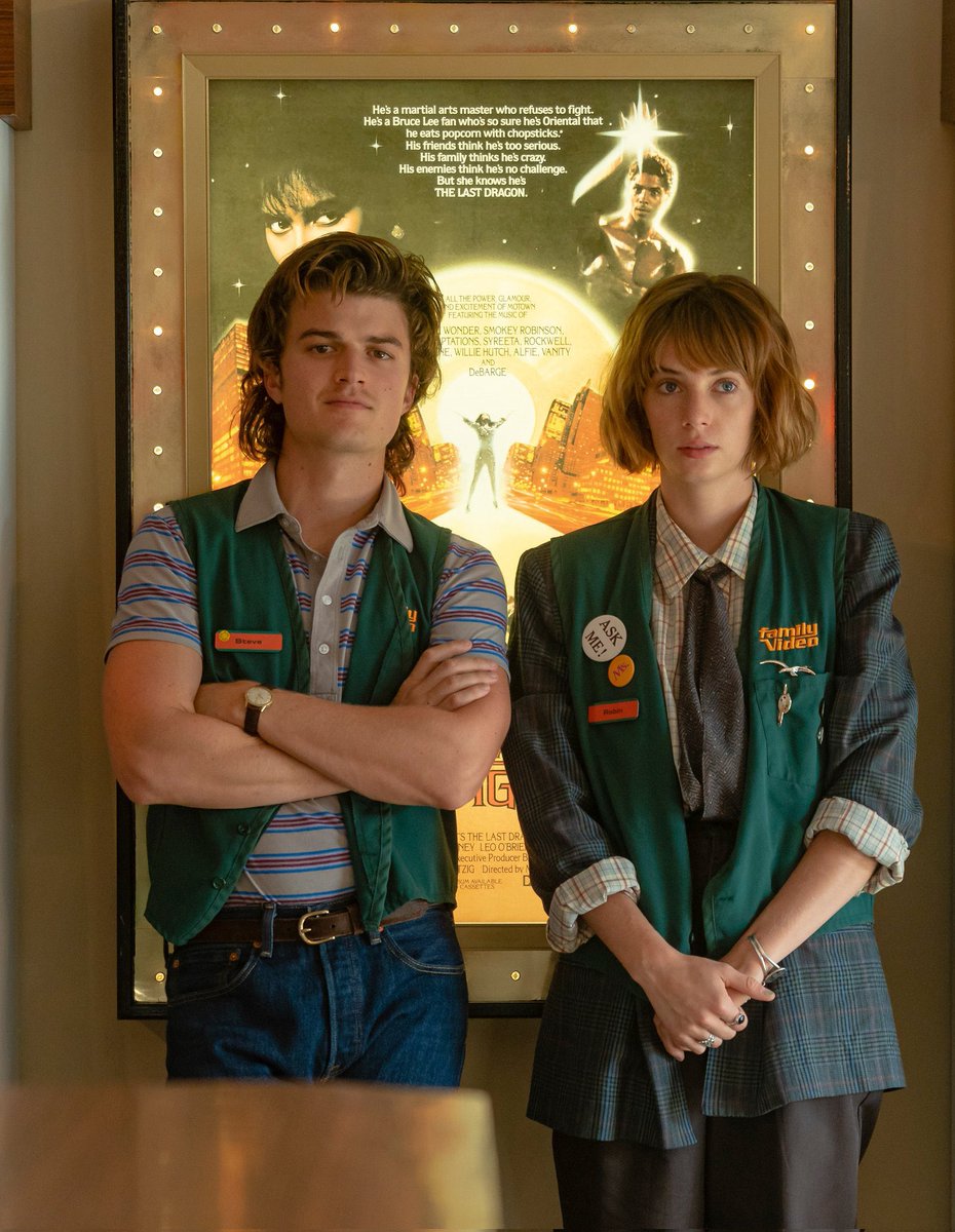 girlwreckage's tweet image. steve and robin continuing their trend of workplace terrorism really is so beautiful. just wreaking havoc on the establishments of hawkins. those friends who have jobs but have unemployed vibes.