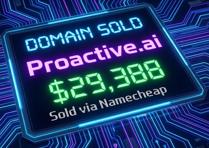 Proactive.ai sold for $29,388 on Namecheap! 🤖 This domain's precise meaning makes it a powerful brand asset with huge commercial potential in the AI field. 🚀 
❌This is not my sale #DomainSale #ProactiveAI #Namecheap #AIDomains