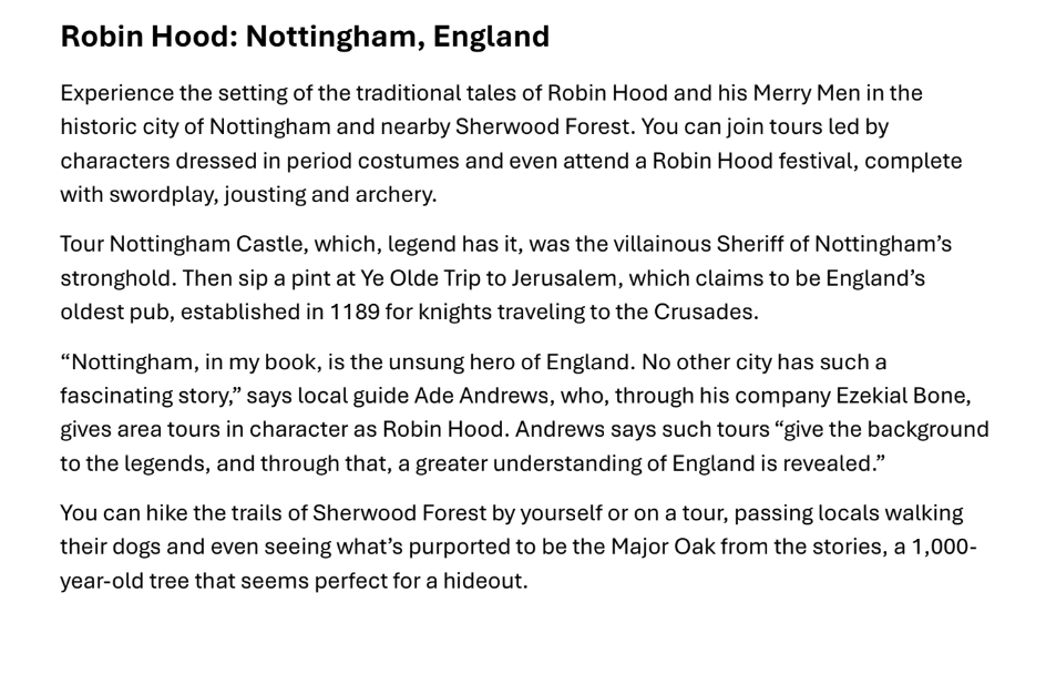 EzekialBone's tweet photo. #OfficialOutlaw #Robinhood speaks in @AARP, one the largest publications in #USA. Public Town Tour Sat 6 Dec 2pm @CrossKeysNottm.  Join the 'Living Legend' himself for histreh &amp; outlaw wit on streets, in caves &amp; ancient pubs 🎯 Ends @Yeoldetripnott 🍻 @VisitNotts @NottinghamTIC https://t.co/mSDMEf1D7S